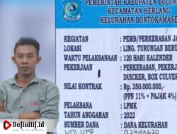 Caretaker Ketua Karang Taruna Kecamatan Herlang Ajak Masyarakat Awasi Pekerjaan Proyek Infrastruktur di Kelurahan Bontokamase