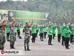 Sambut HUT Persit KCK ke-77 Tahun 2023, Korem 133/Nani Wartabone Gelar Senam Bersama