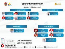 RSUD dr. Zainal Umar Sidiki Umumkan Jadwal Pelayanan Dokter Sabtu, 18 Oktober 2025