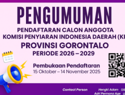 Timsel KPID Gorontalo Buka Pendaftaran Anggota Periode 2026–2029