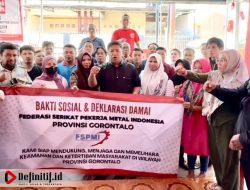 FSPMI Gorontalo Dukung Polri Jaga Kamtibmas Lewat Aksi Sosial dan Deklarasi Damai