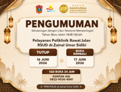 Libur Tahun Baru Islam, Poliklinik Rawat Jalan RSUD ZUS Tutup Sementara, IGD Tetap Siaga 24 Jam