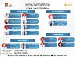 Senin 10 Agustus, RSUD ZUS Gorontalo Utara Buka Layanan Sejumlah Dokter Spesialis